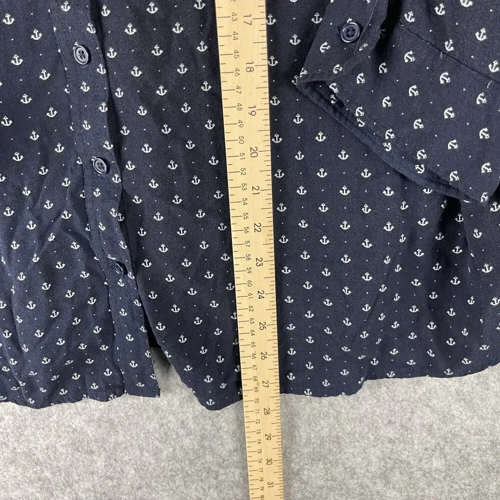 Per Se Top Womens 2X Blue Anchor Print Blouse Button Front 3/4 Sleeve Nautical - Picture 7 of 12